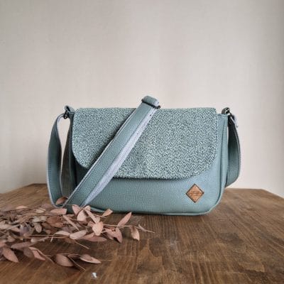 Sac Besace Fait Main en Simili Cuir et Jacquard