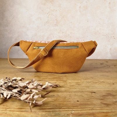 Sac banane camel à motif léopard