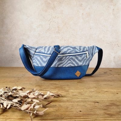 Sac banane bleu & motif zebre