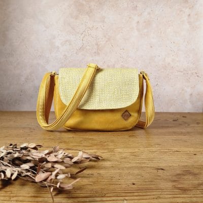 Sac Besace en velours jaune