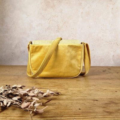 Sac Besace en velours jaune
