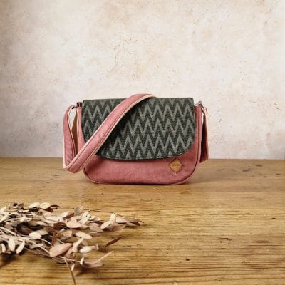 Sac Besace Bi-matière parme