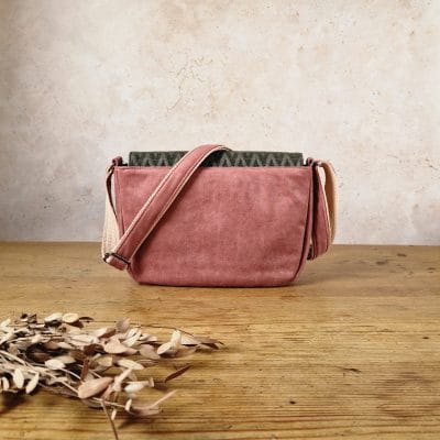 Sac Besace Bi-matière parme