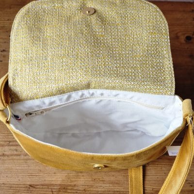 Sac Besace en velours jaune